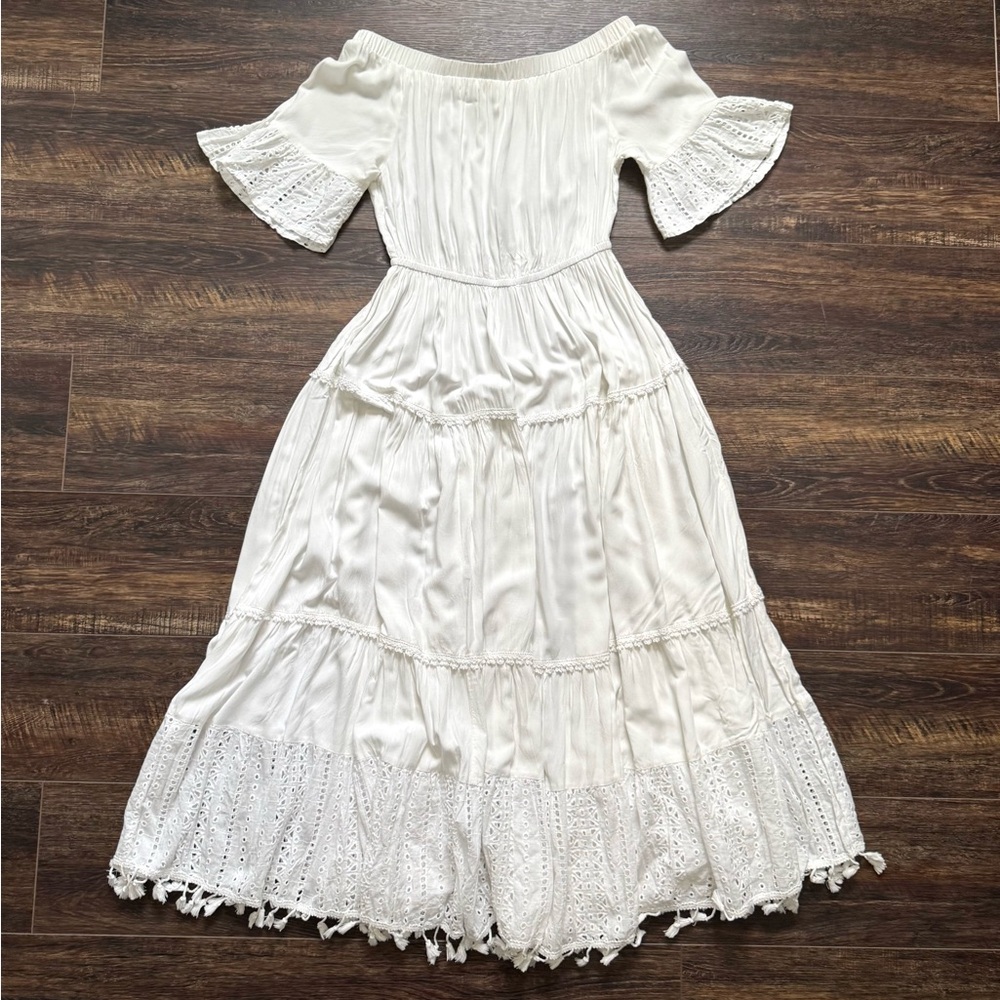 SOLITAIRE Swim Long White Dress Cover Up